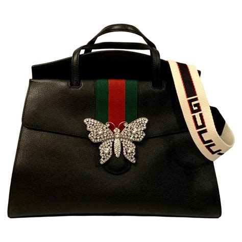 gucci black butterfly purse|vintage Gucci black purses.